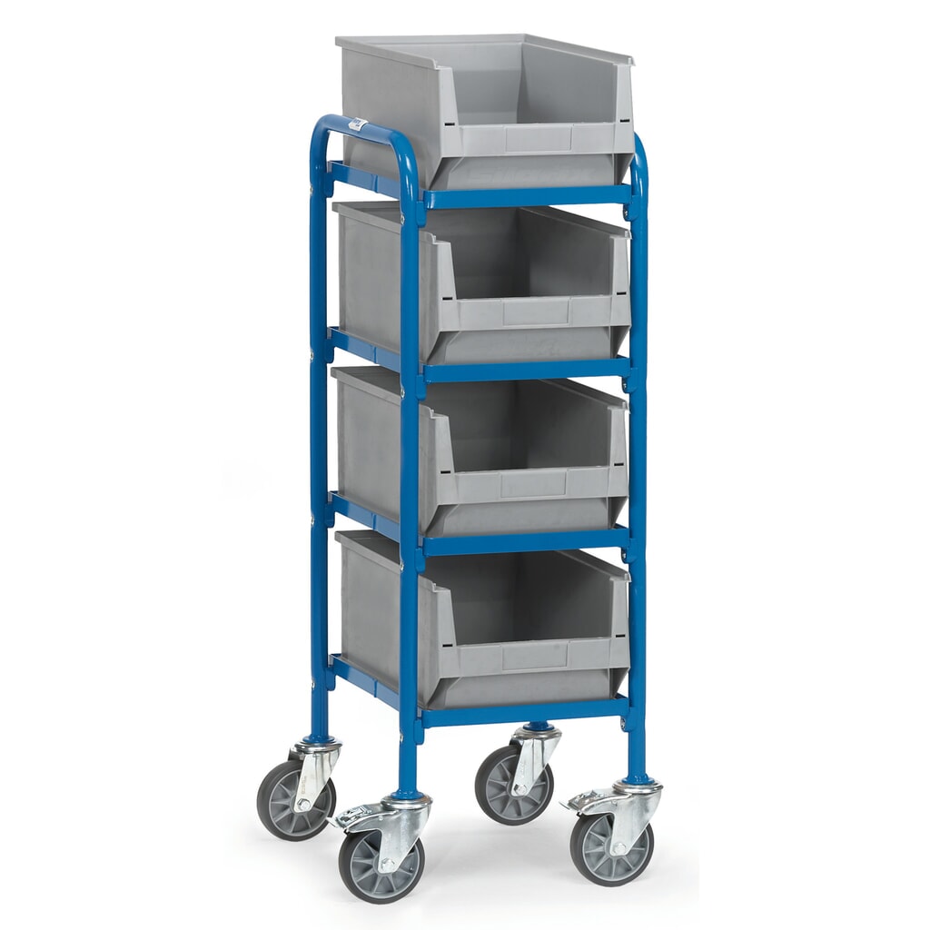 Produktabbildung: fetra®  Beistellwagen mit Sichtlagerkästen, Ladefläche 320 x 470 mm