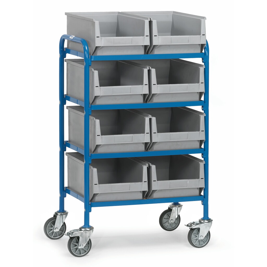 fetra® Beistellwagen mit Sichtlagerkästen, Ladefläche 630 x 470 mm Produktabbildung: fetra® Beistellwagen mit Sichtlagerkästen, Ladefläche 630 x 470 mm