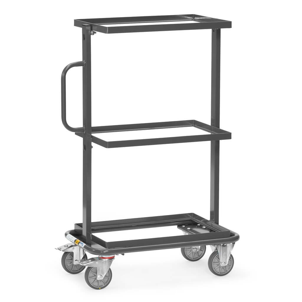 fetra® ESD-Beistellwagen, TK 200 kg, 3 Ladeflächen à 405 x 605 mm, ohne Böden Produktabbildung: fetra® ESD-Beistellwagen, TK 200 kg, 3 Ladeflächen à 405 x 605 mm, ohne Böden