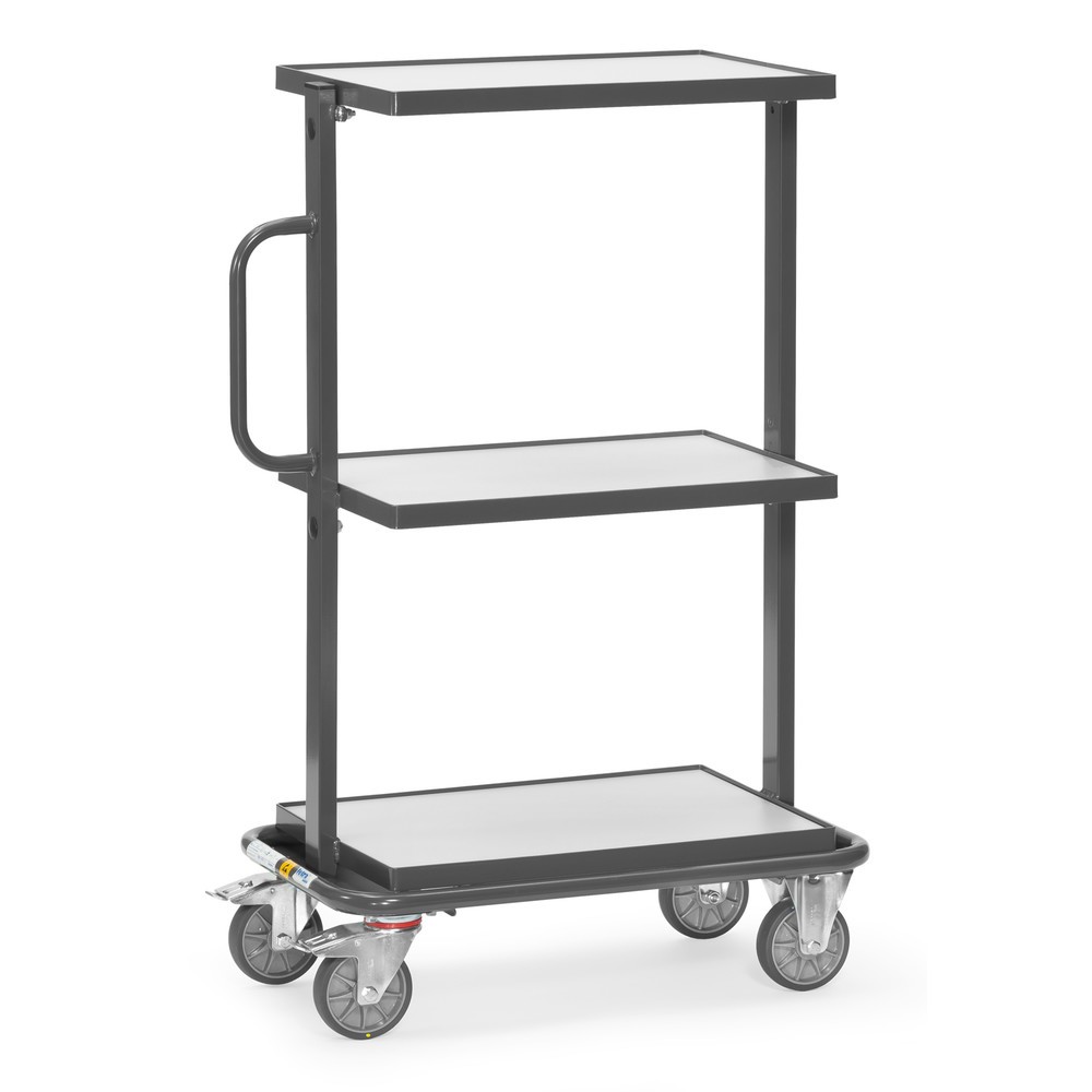 Produktabbildung: fetra® ESD-Beistellwagen, TK 200 kg, 3 Ladeflächen à 405 x 605 mm, mit Böden