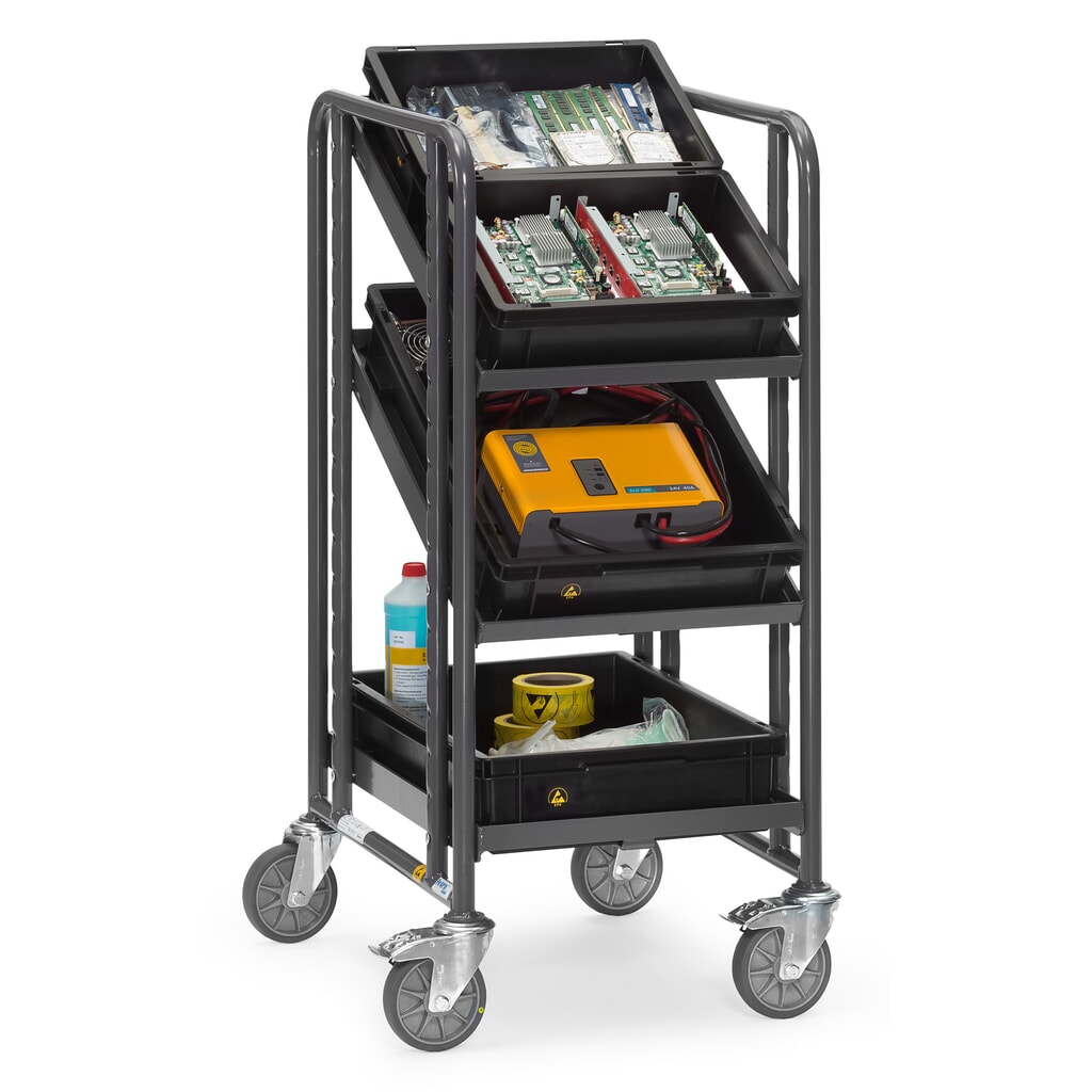 Produktabbildung Nr. 3: fetra® ESD-Eurokasten-Etagenwagen, TK 250 kg, 3 Ladeflächen à 410 x 610 mm, ohne Böden