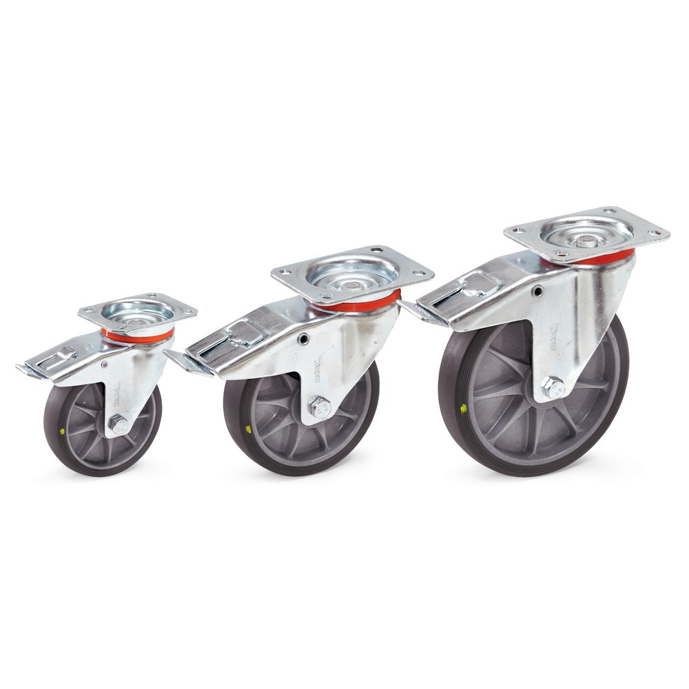Produktabbildung: fetra® ESD-Lenkrolle mit Feststeller, TPE, ØxB 125 x 32 mm, Tragkraft 135 kg