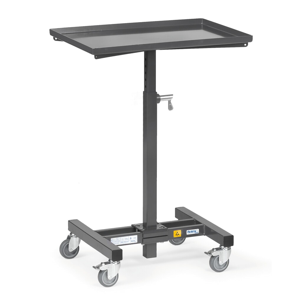 fetra® ESD-Materialständer, höhenverstell- nicht neigbar, Höhe 720-995 mm Produktabbildung: fetra® ESD-Materialständer, höhenverstell- nicht neigbar, Höhe 720-995 mm