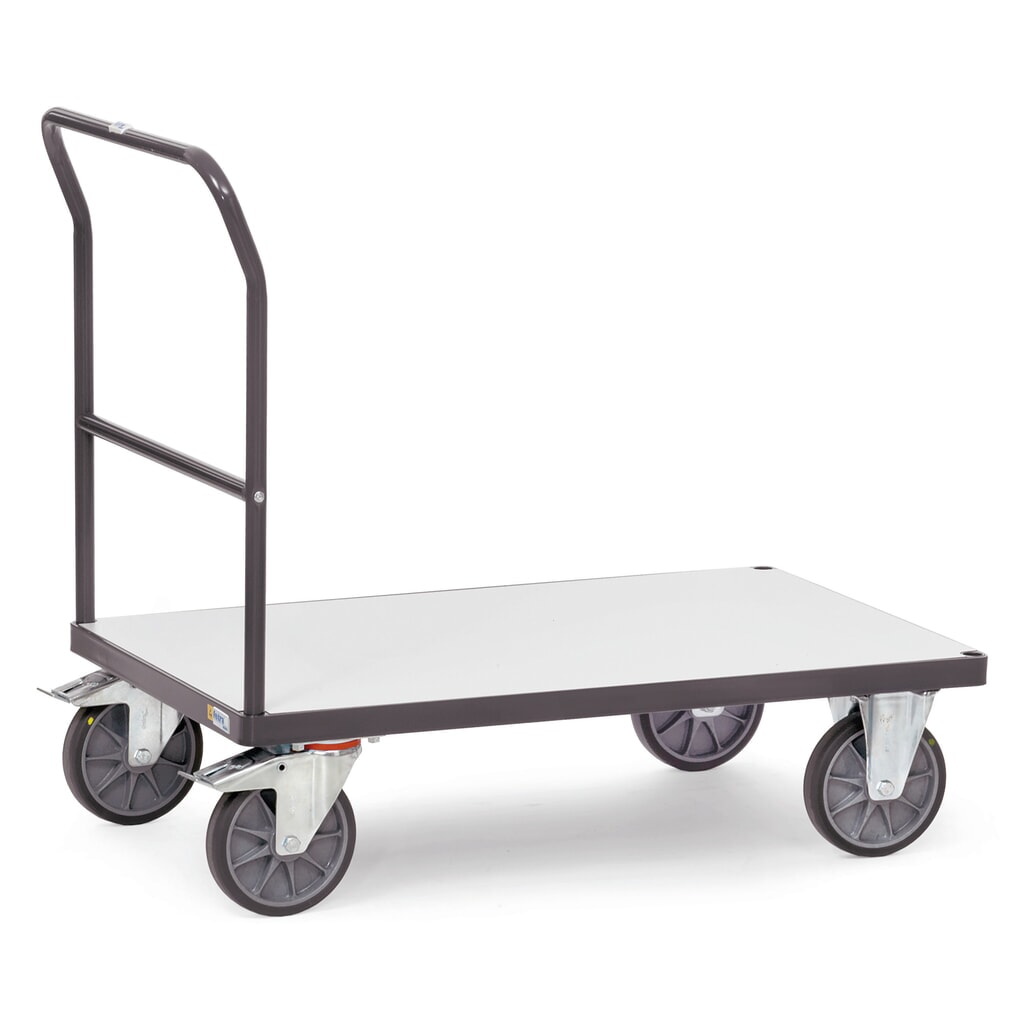 fetra® ESD-Plattformwagen, mit Holzladefläche BxT 500 x 850 mm, TK 500 kg Produktabbildung: fetra® ESD-Plattformwagen, mit Holzladefläche BxT 500 x 850 mm, TK 500 kg