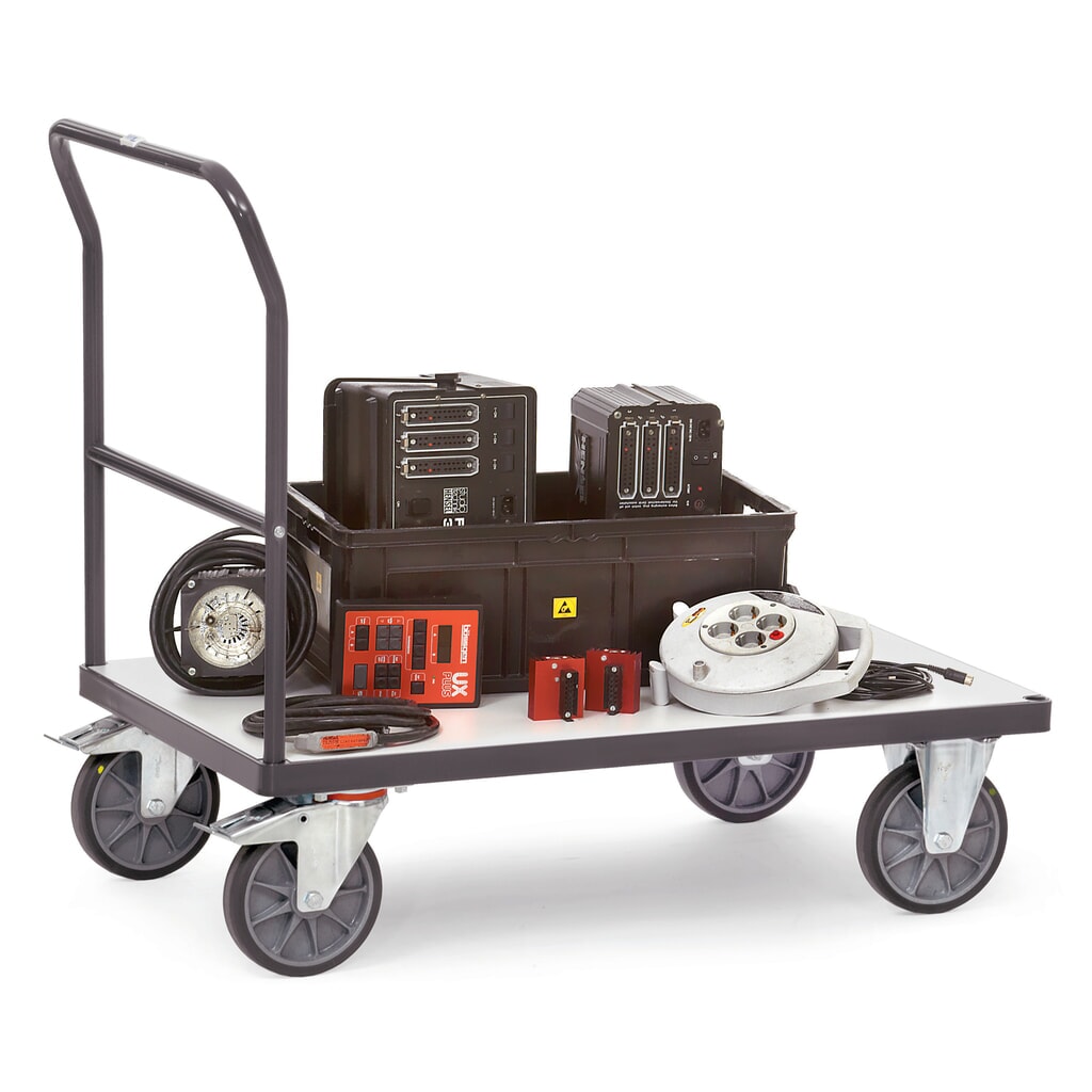 fetra® ESD-Plattformwagen, mit Holzladefläche BxT 500 x 850 mm, TK 500 kg Produktabbildung Nr. 3: fetra® ESD-Plattformwagen, mit Holzladefläche BxT 500 x 850 mm, TK 500 kg