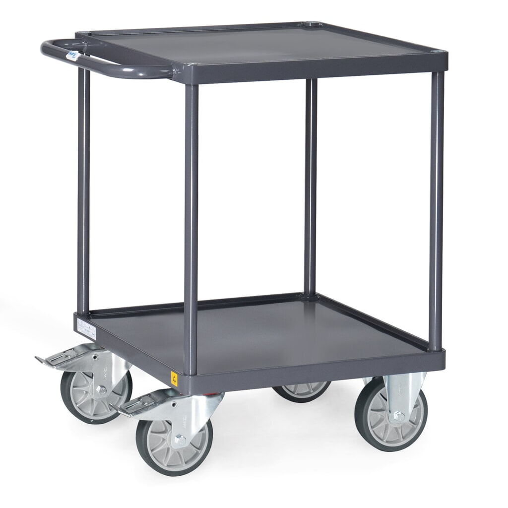 Produktabbildung: fetra® ESD-Tisch- und Montagewagen mit Stahlblechwannen à 600 x 600 mm