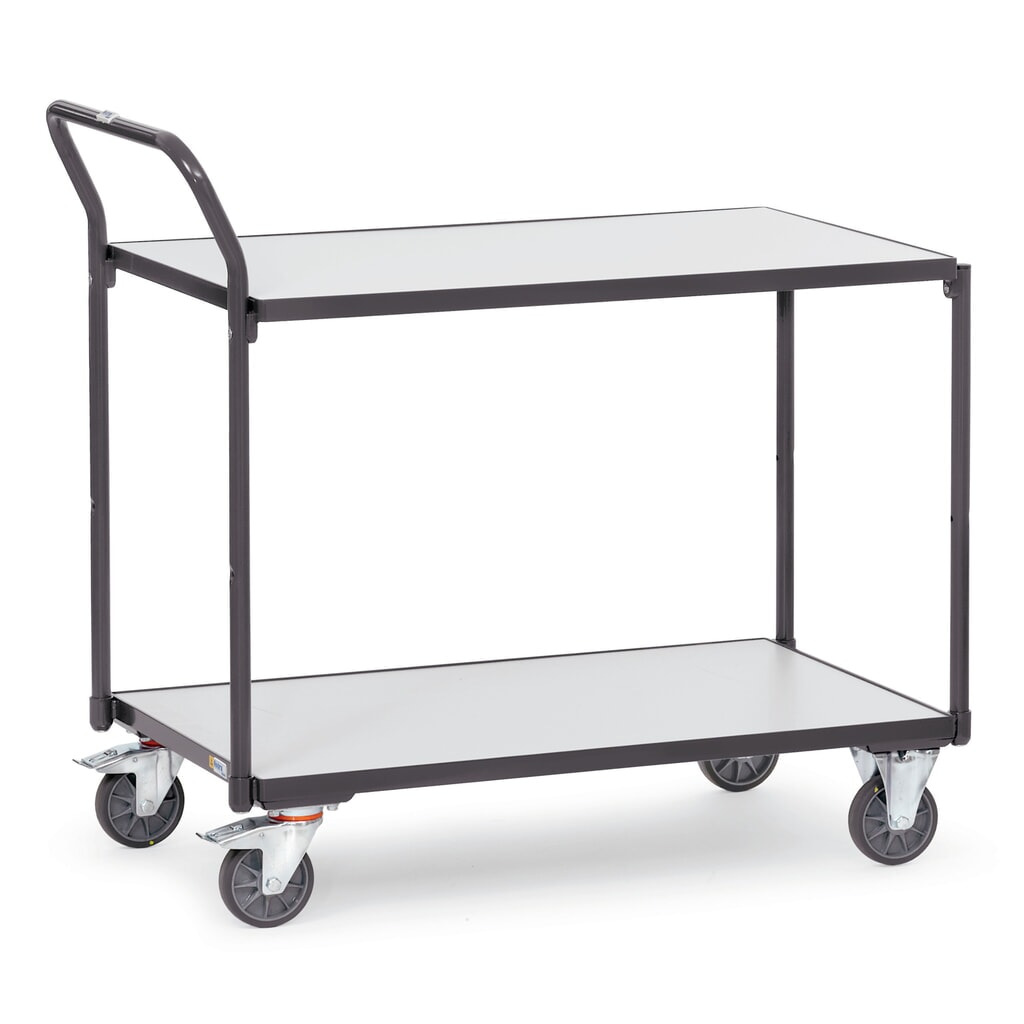 fetra® ESD-Tischwagen, TK 300 kg, 2 Ladeflächen à 500 x 850 mm Produktabbildung: fetra® ESD-Tischwagen, TK 300 kg, 2 Ladeflächen à 500 x 850 mm