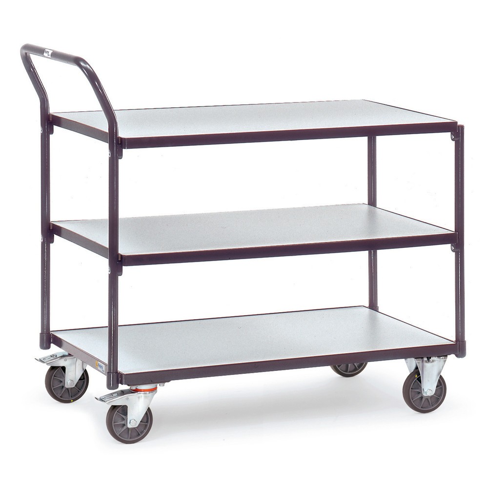 Produktabbildung: fetra® ESD-Tischwagen, TK 300 kg, 3 Ladeflächen à 500 x 850 mm