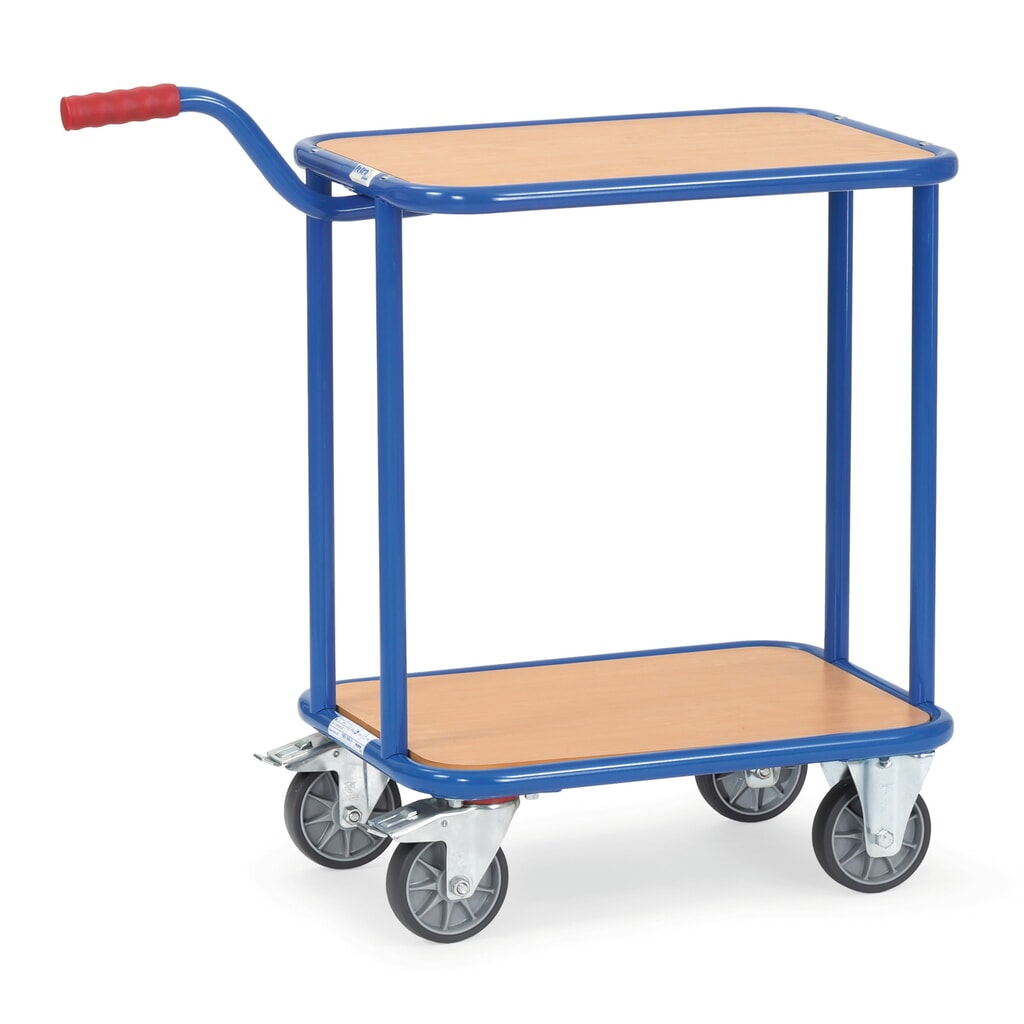 fetra® Etagen-Griffroller, mit Holzböden, 2 Etagen à 600 x 450 mm Produktabbildung: fetra® Etagen-Griffroller, mit Holzböden, 2 Etagen à 600 x 450 mm