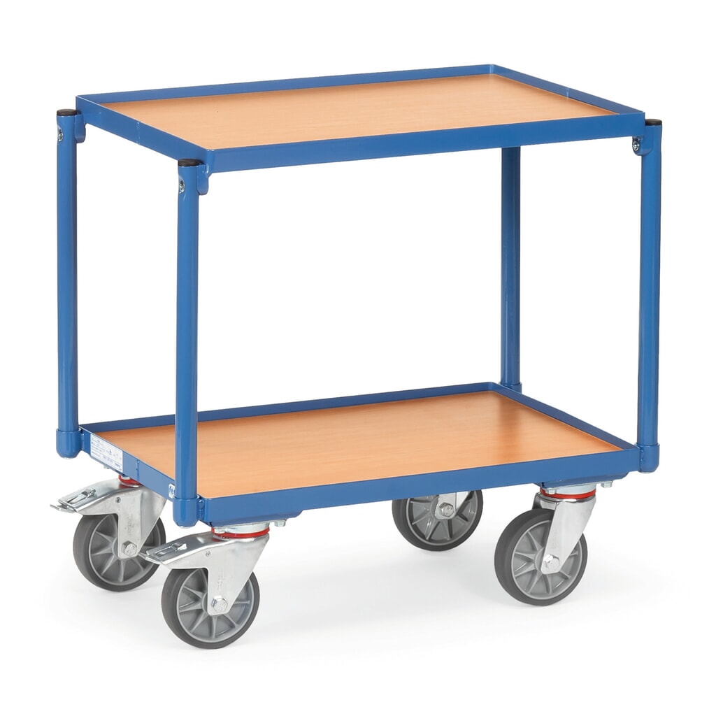 fetra® Etagenwagen, 2 Holzböden à 605 x 405 mm, mit Rand, ohne Griff Produktabbildung: fetra® Etagenwagen, 2 Holzböden à 605 x 405 mm, mit Rand, ohne Griff