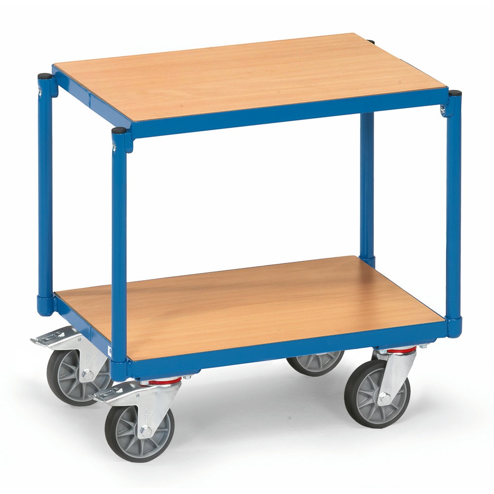 Produktabbildung: fetra® Etagenwagen, 2 Holzböden à 605 x 405 mm, ohne Rand, ohne Griff