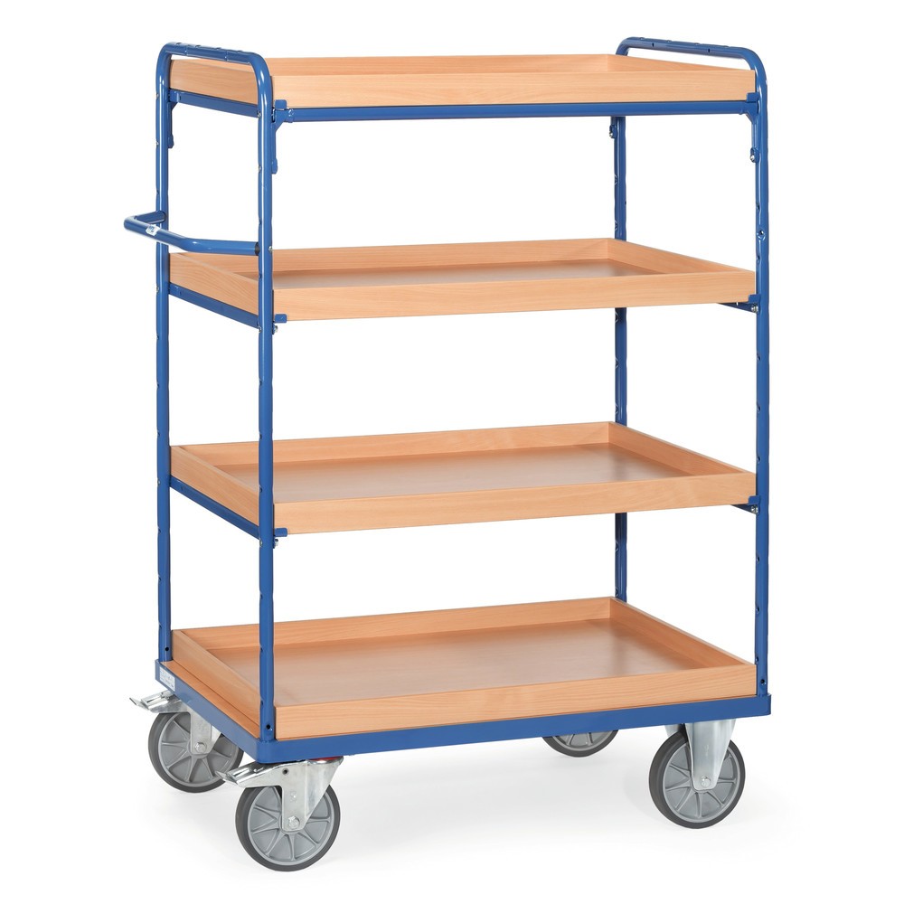 Produktabbildung: fetra® Etagenwagen mit Einlegekästen, 4 Etagen à 850 x 500 mm, Höhe 1.511 mm