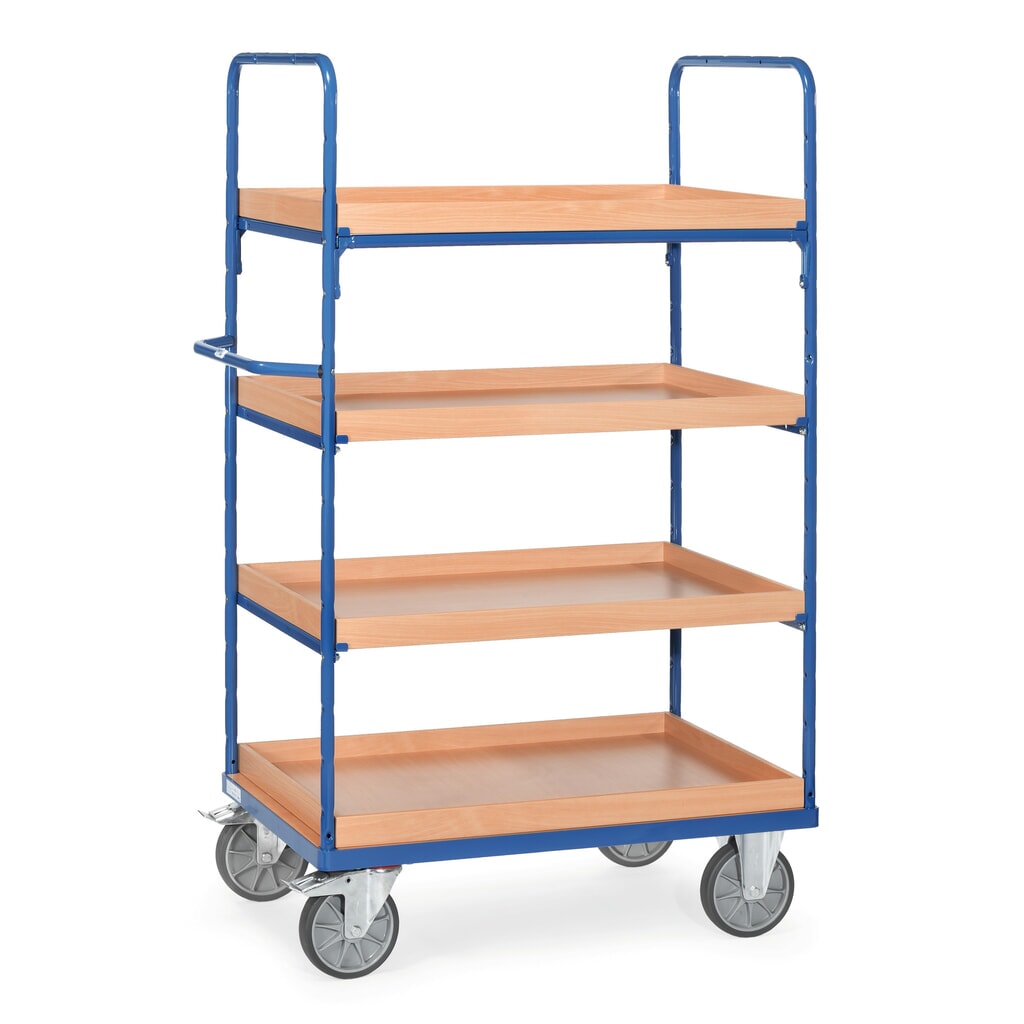 Produktabbildung: fetra® Etagenwagen mit Einlegekästen, 4 Etagen à 1.000 x 700 mm, Höhe 1.800 mm