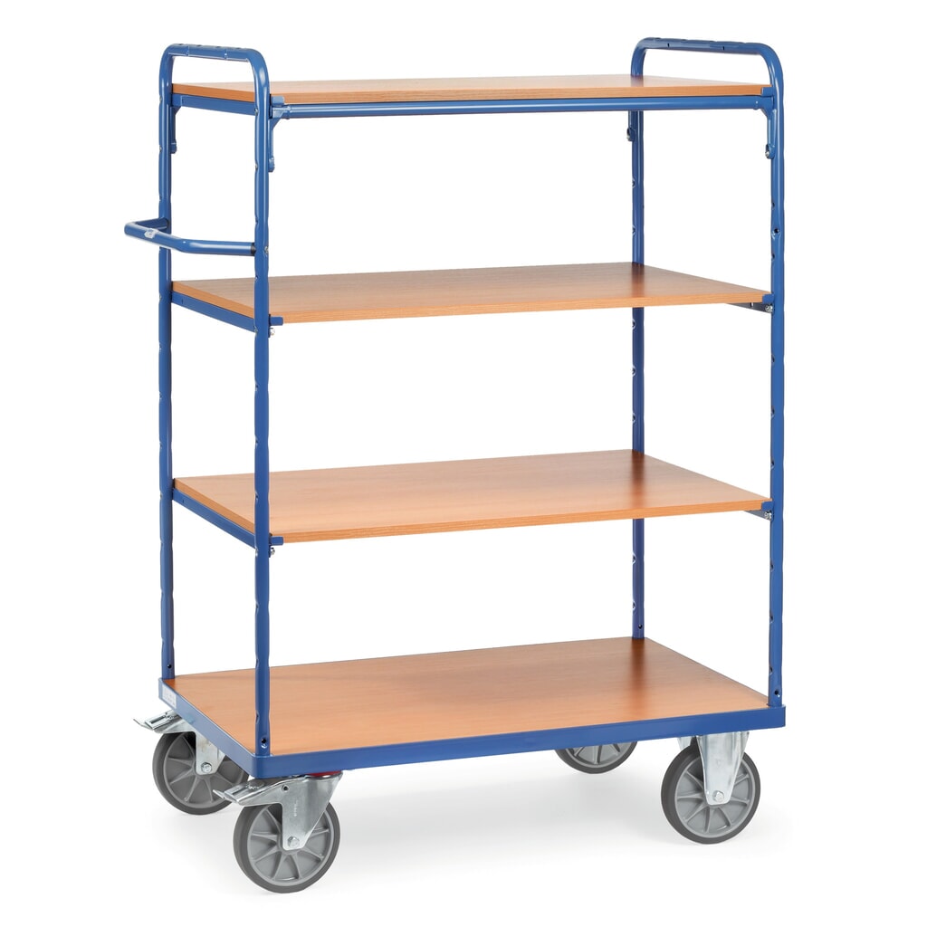 fetra® Etagenwagen mit Holzböden, 4 Etagen à 1.000 x 600 mm, Höhe 1.552 mm Produktabbildung: fetra® Etagenwagen mit Holzböden, 4 Etagen à 1.000 x 600 mm, Höhe 1.552 mm
