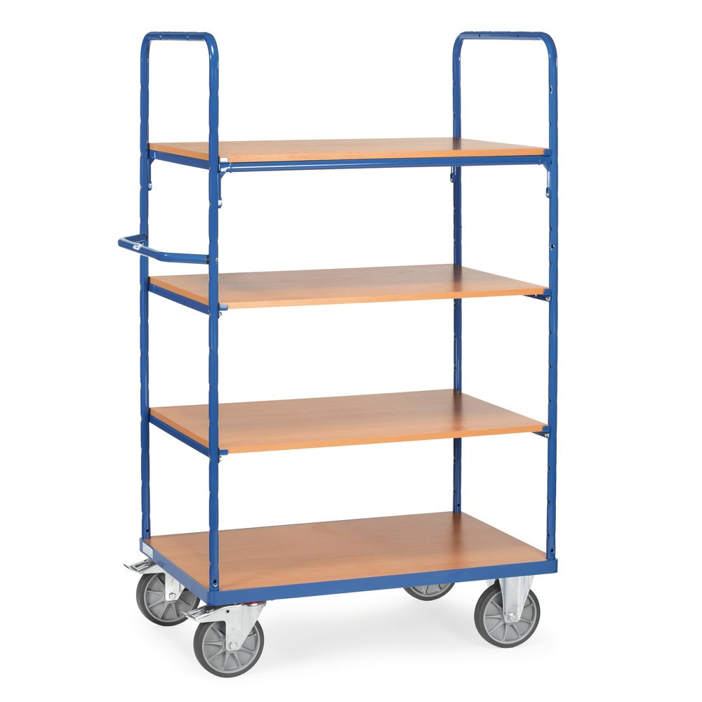 Produktabbildung: fetra® Etagenwagen mit Holzböden, 4 Etagen à 1.000 x 600 mm, Höhe 1.800 mm