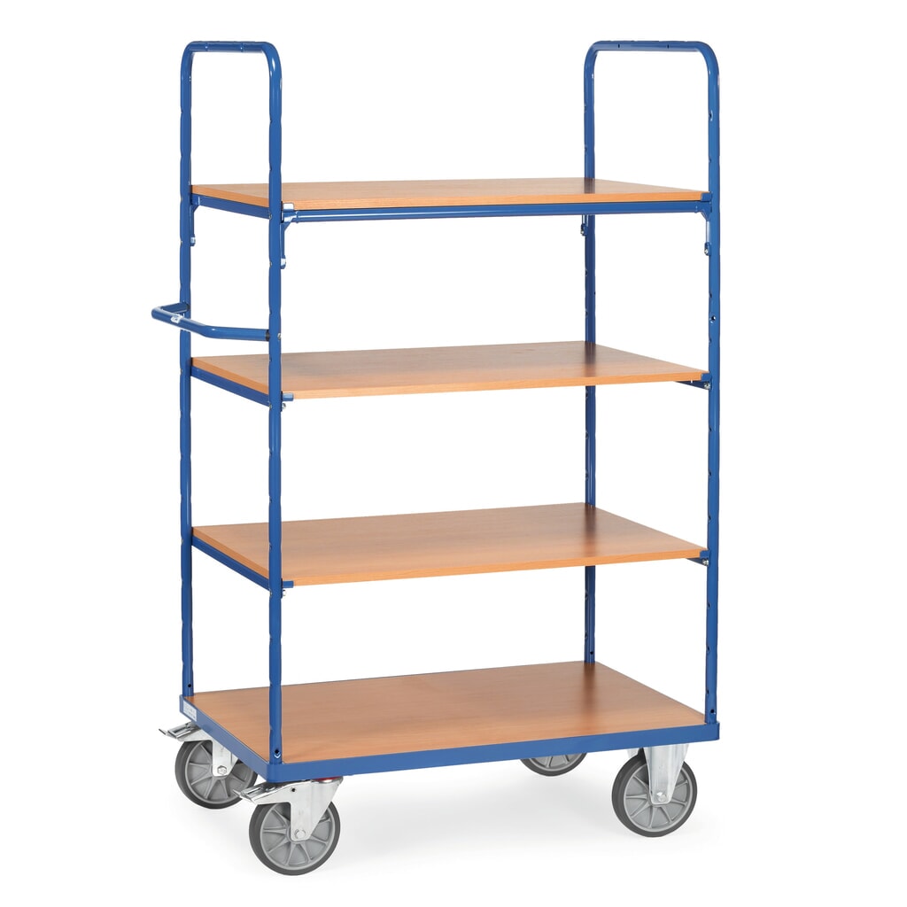 fetra® Etagenwagen mit Holzböden, 4 Etagen à 1.000 x 700 mm, Höhe 1.800 mm Produktabbildung: fetra® Etagenwagen mit Holzböden, 4 Etagen à 1.000 x 700 mm, Höhe 1.800 mm
