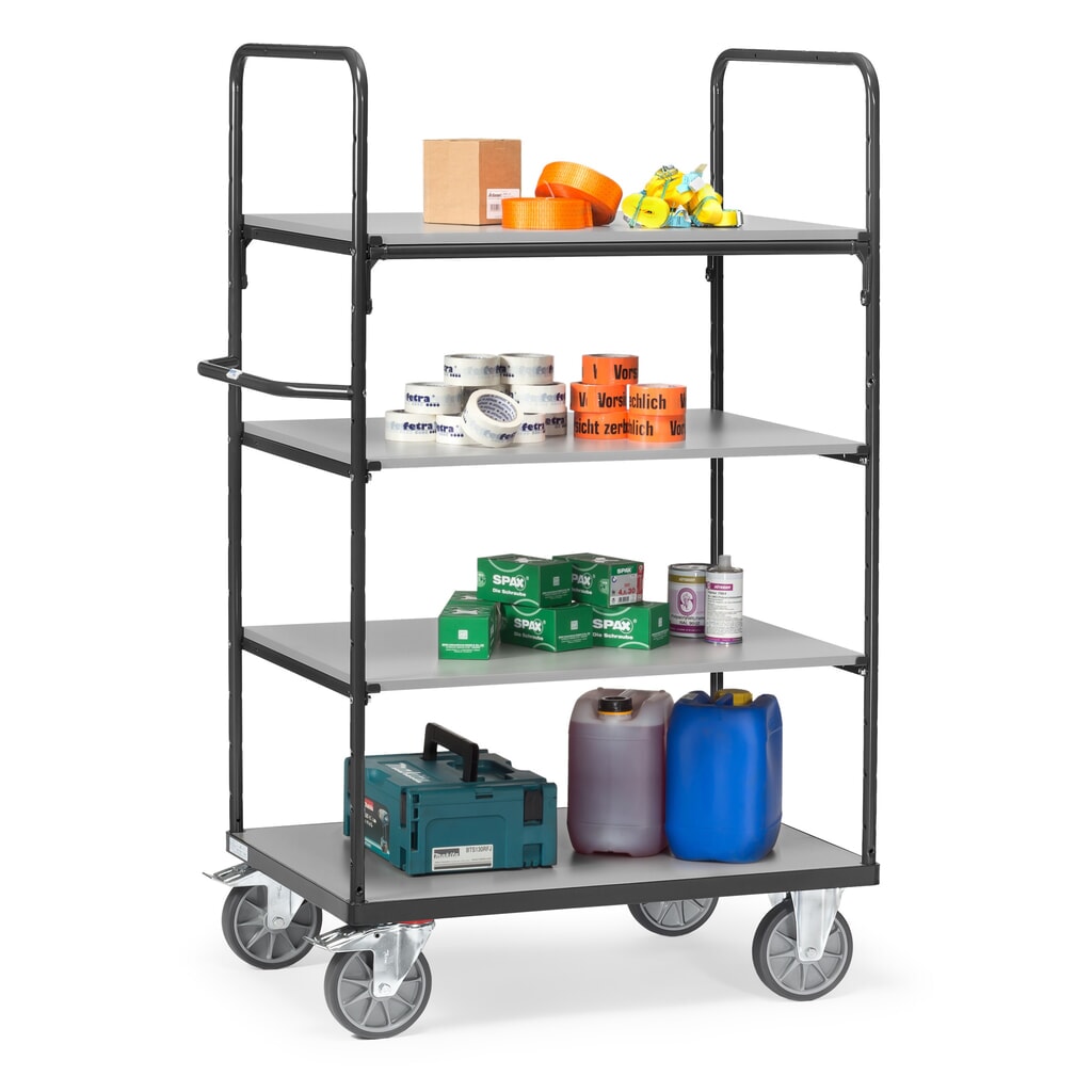 Produktabbildung Nr. 3: fetra® Etagenwagen mit Holzböden, 4 Etagen à 1.200 x 800 mm, Höhe 1.800 mm, anthrazitgrau