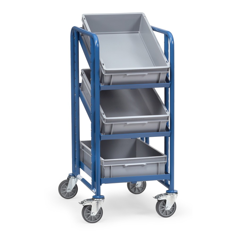 Produktabbildung: fetra® Eurokasten-Etagenwagen, mit Kästen, TK 250 kg, 3 Etagen à 410 x 610 mm