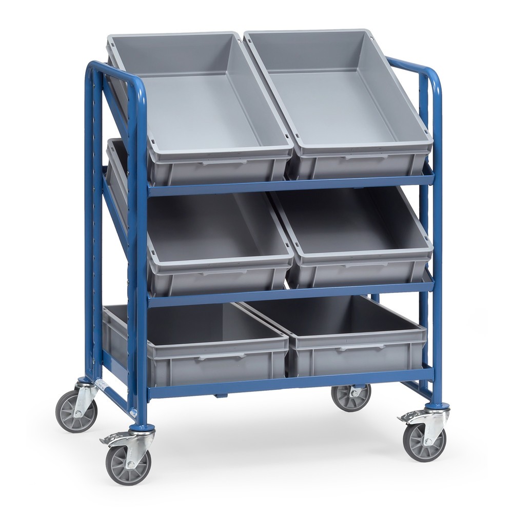 Produktabbildung: fetra® Eurokasten-Etagenwagen, mit Kästen, TK 250 kg, 3 Etagen à 820 x 610 mm