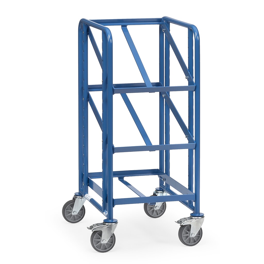 fetra® Eurokasten-Etagenwagen, offener Rahmen, TK 250 kg, 3 Etagen à 410 x 610 mm Produktabbildung: fetra® Eurokasten-Etagenwagen, offener Rahmen, TK 250 kg, 3 Etagen à 410 x 610 mm