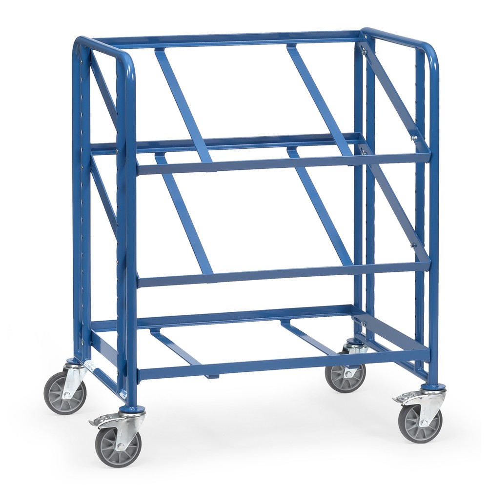 Produktabbildung: fetra® Eurokasten-Etagenwagen, offener Rahmen, TK 250 kg, 3 Etagen à 820 x 610 mm