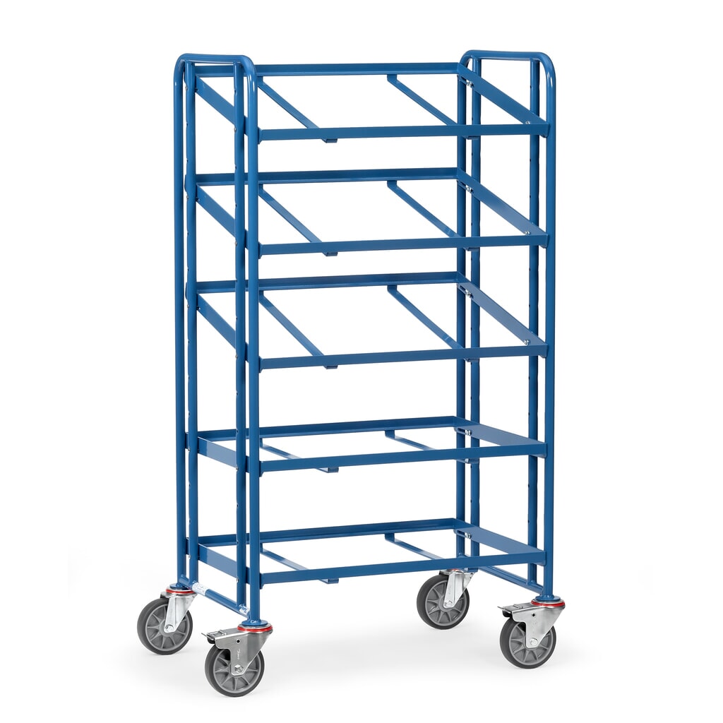 fetra® Eurokasten-Etagenwagen, offener Rahmen, TK 300 kg, 5 Etagen à 820 x 610 mm Produktabbildung: fetra® Eurokasten-Etagenwagen, offener Rahmen, TK 300 kg, 5 Etagen à 820 x 610 mm