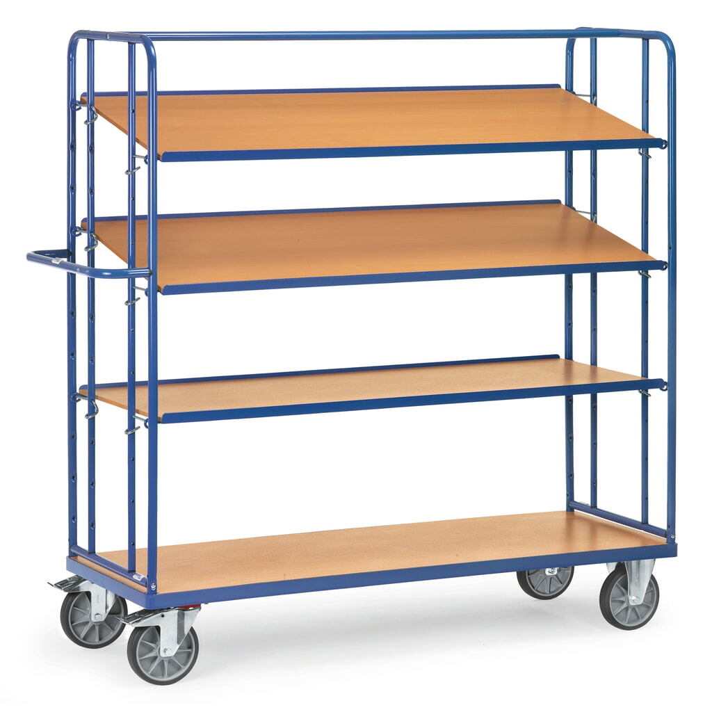 Produktabbildung: fetra® Eurokasten-Etagenwagen, TK 500 kg, 4 Etagen à 1.250 x 610 mm