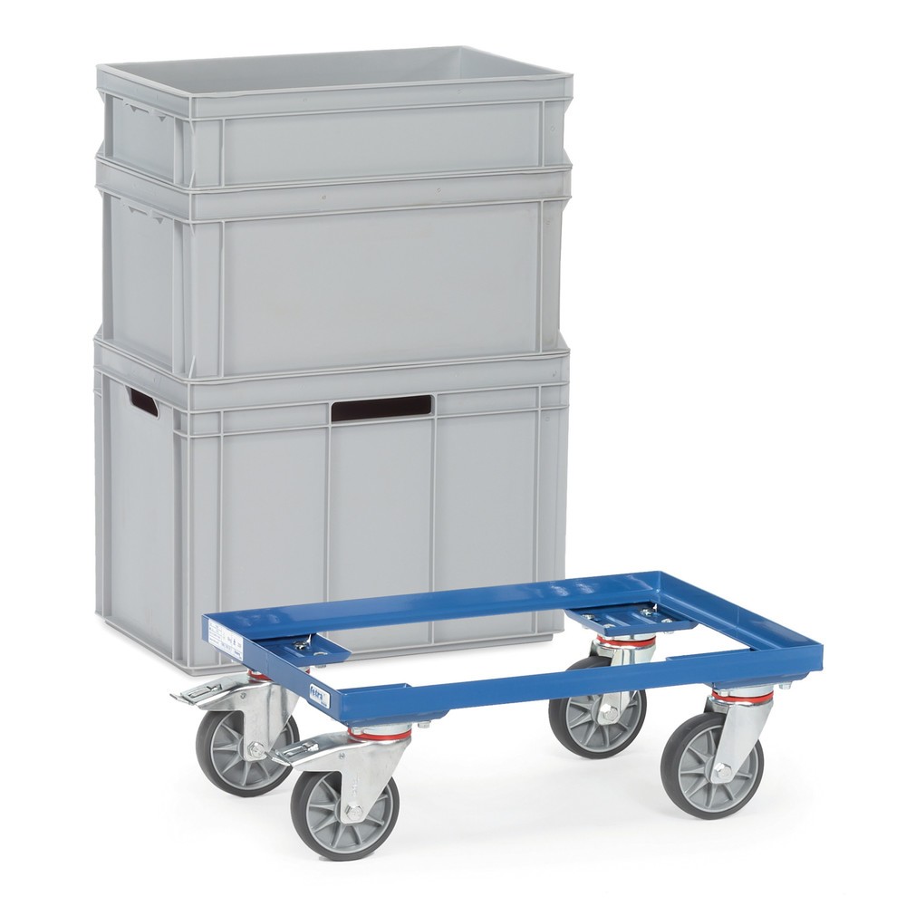 Produktabbildung: fetra® Eurokasten-Roller aus Stahl, TK 250 kg, Ladefläche BxT 610 x 810 mm, blau