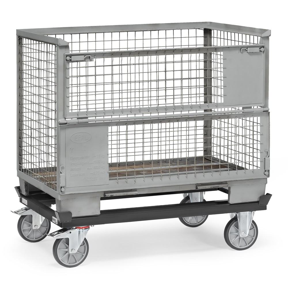 Produktabbildung Nr. 2: fetra® Fahrgestell mit Fangecken, TK 750 kg, für Paletten 1.200 x 800 mm, TPE-Bereifung, anthrazitgrau