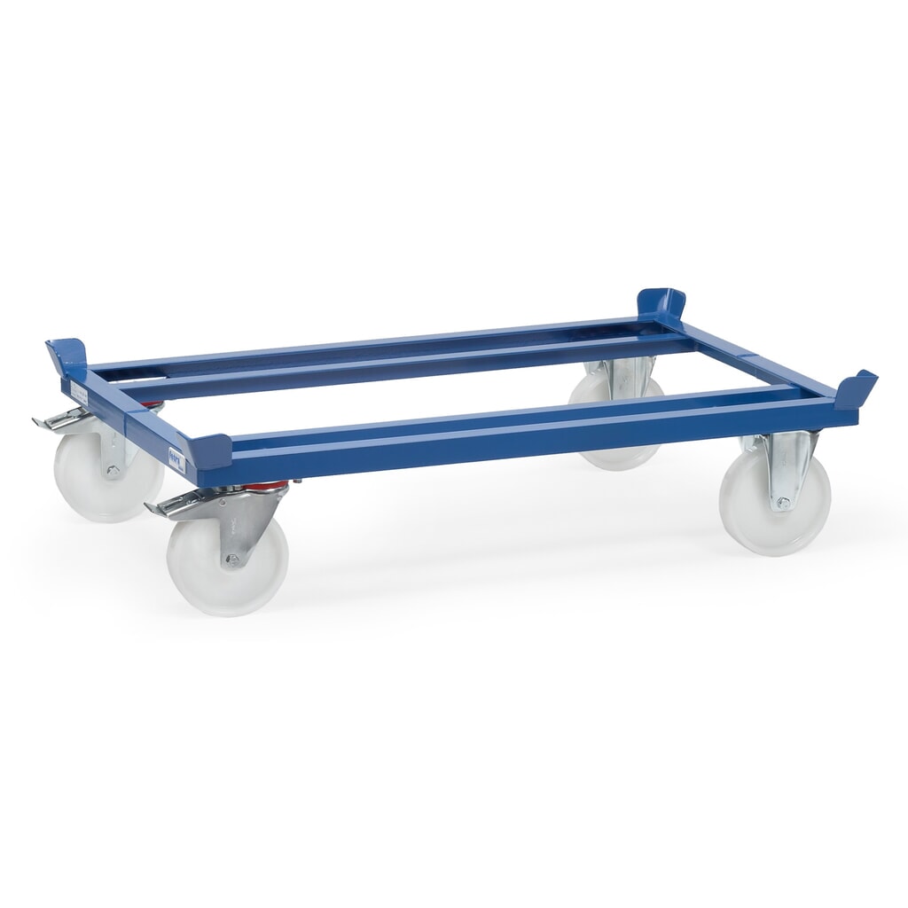fetra® Fahrgestell mit Fangecken, TK 1.050 kg, für Paletten 1.200 x 800 mm, Polyamid-Bereifung Produktabbildung: fetra® Fahrgestell mit Fangecken, TK 1.050 kg, für Paletten 1.200 x 800 mm, Polyamid-Bereifung