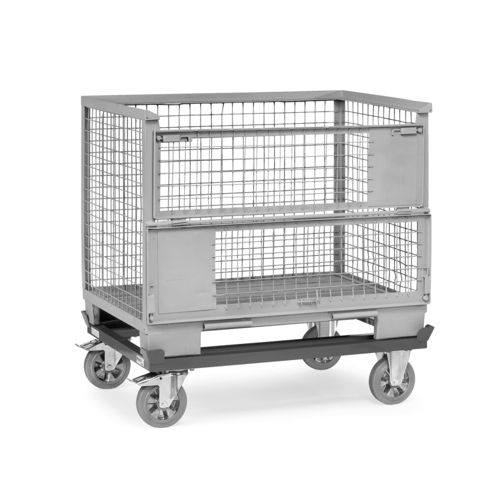 fetra® Fahrgestell mit Fangecken, TK 1.200 kg, für Paletten 800 x 600 mm, Elastik-Vollgummi-Bereifung Produktabbildung Nr. 3: fetra® Fahrgestell mit Fangecken, TK 1.200 kg, für Paletten 800 x 600 mm, Elastik-Vollgummi-Bereifung