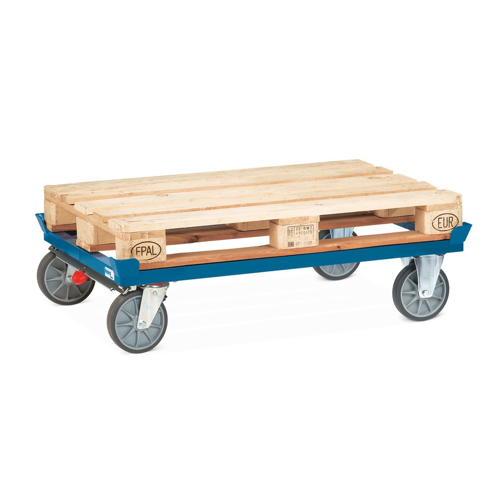 Produktabbildung Nr. 2: fetra® Fahrgestell mit Fangecken, TK 750 kg, für Paletten 1.200 x 800 mm, TPE-Bereifung, mit Zentralbremse