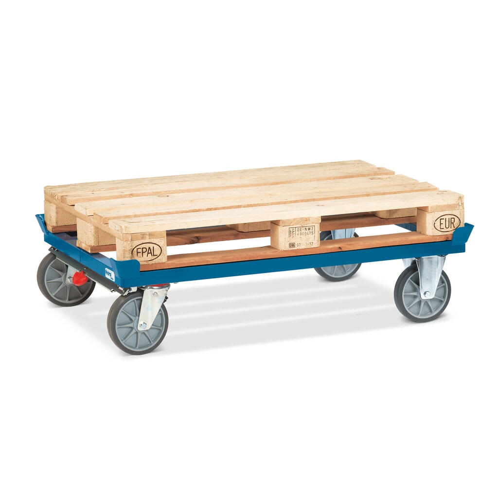 fetra® Fahrgestell mit Fangecken, TK 750 kg, für Paletten 1.200 x 800 mm, TPE-Bereifung, mit Zentralbremse Produktabbildung Nr. 2: fetra® Fahrgestell mit Fangecken, TK 750 kg, für Paletten 1.200 x 800 mm, TPE-Bereifung, mit Zentralbremse