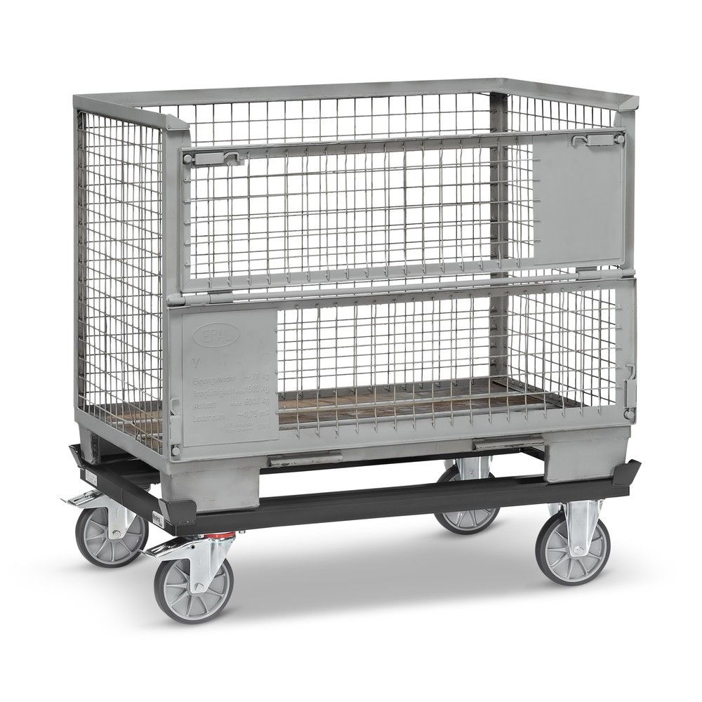 Produktabbildung Nr. 4: fetra® Fahrgestell mit Fangecken, TK 750 kg, für Paletten 1.200 x 800 mm, TPE-Bereifung, anthrazitgrau