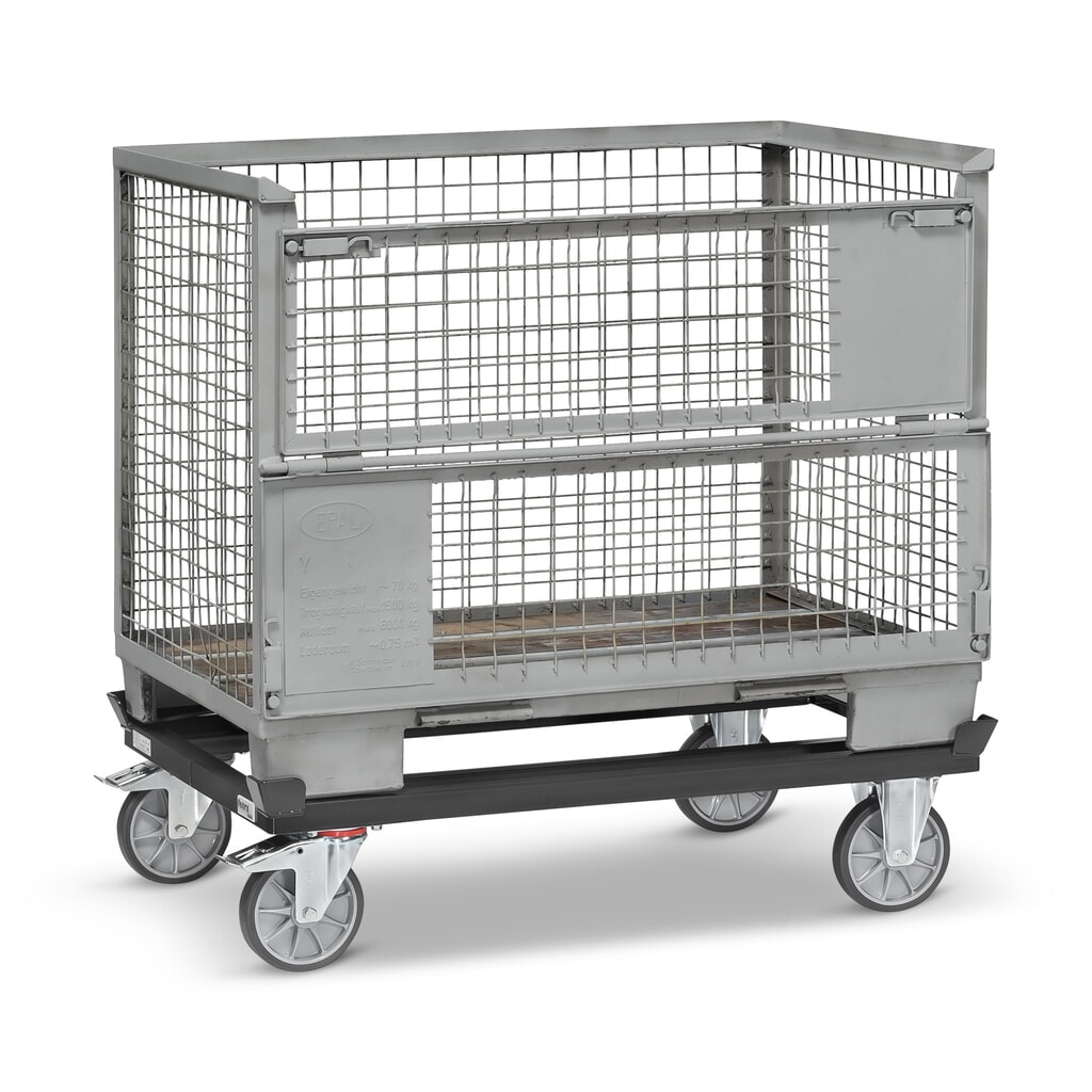Produktabbildung Nr. 4: fetra® Fahrgestell mit Fangecken, TK 750 kg, für Paletten 1.200 x 800 mm, TPE-Bereifung, anthrazitgrau