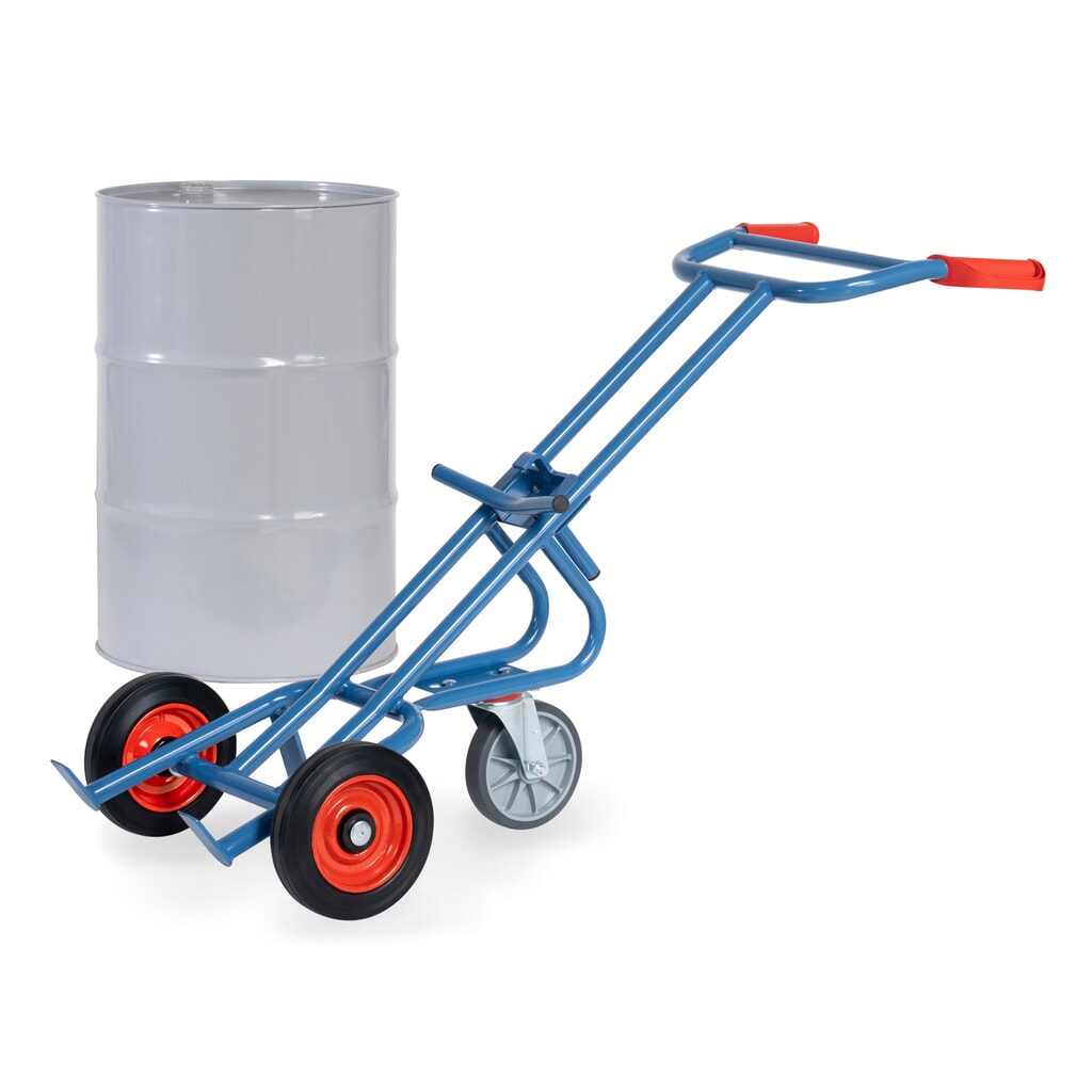 fetra® Fasskarre, Tragkraft 300 kg, mit Stützrolle, Vollgummi-Bereifung Produktabbildung: fetra® Fasskarre, Tragkraft 300 kg, mit Stützrolle, Vollgummi-Bereifung