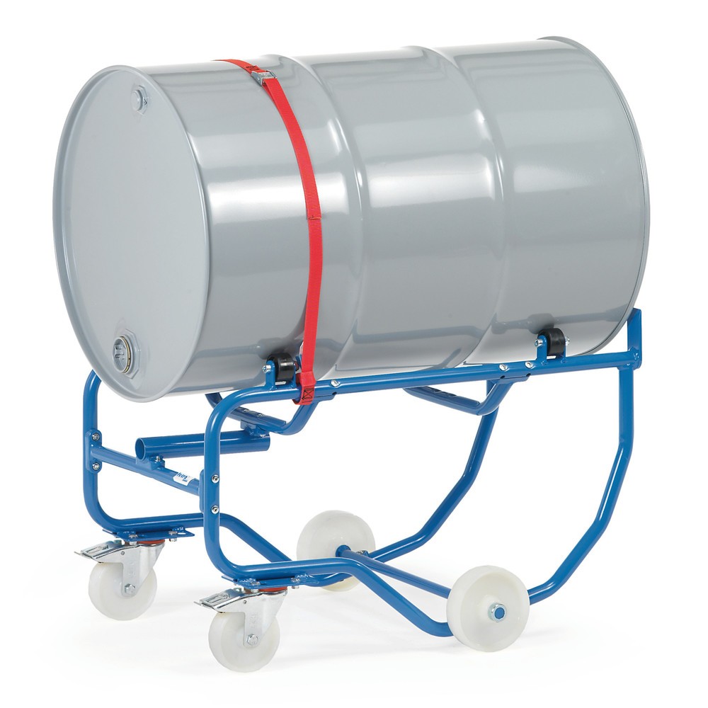 Produktabbildung Nr. 1: fetra® Fasskipper, TK 250 kg, mit Hebelstange, mobil, Kunststoffrollen zum Drehen des Fasses