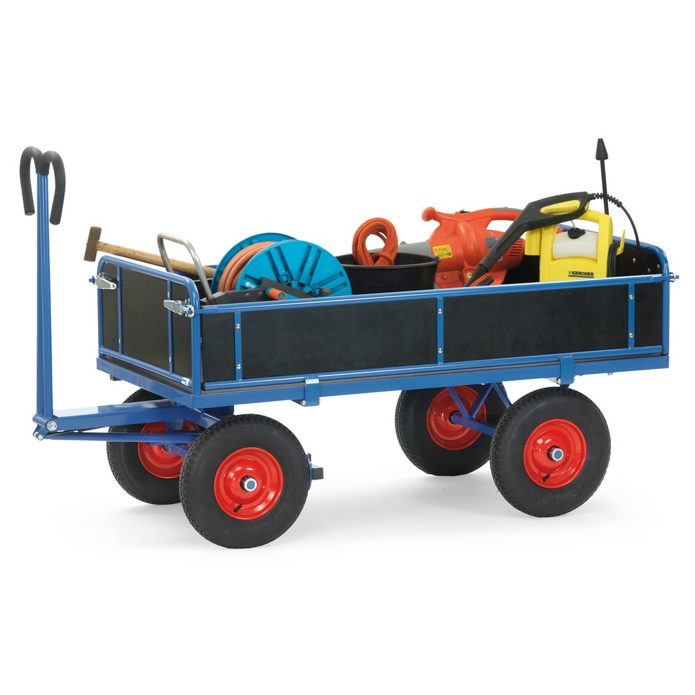 Produktabbildung Nr. 2: fetra® Handpritschenwagen mit 3 abklappbaren Wänden, Ladefläche 800 x 1.200 mm, TK 1.000 kg, Luft-Bereifung