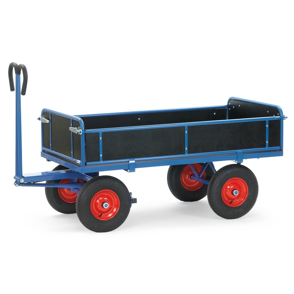 Produktabbildung Nr. 1: fetra® Handpritschenwagen mit 3 abklappbaren Wänden, Ladefläche 800 x 1.200 mm, TK 1.000 kg, Luft-Bereifung