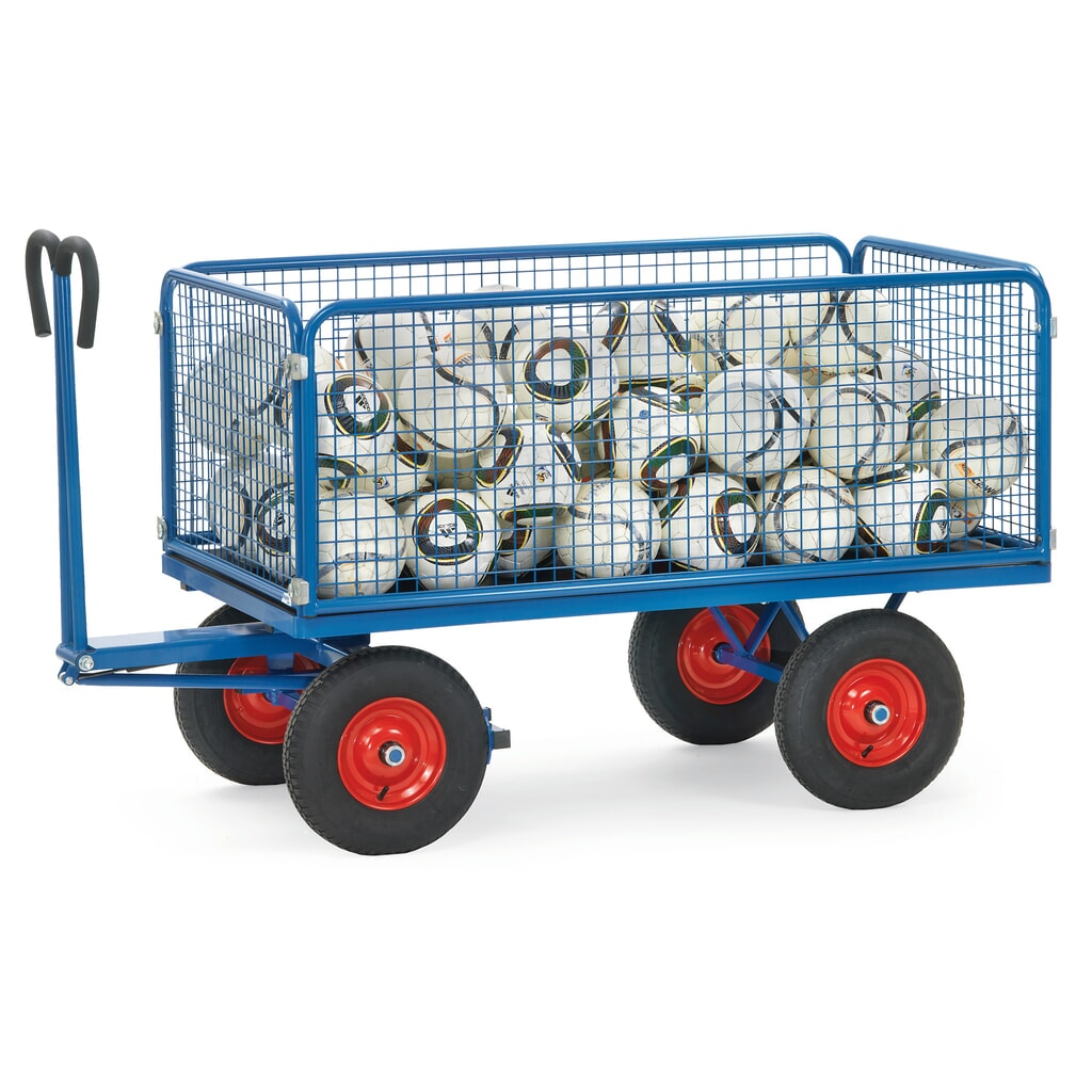 fetra® Handpritschenwagen mit Drahtgitterwänden H 600 mm, Ladefläche 1.000 x 2.000 mm, TK 1.250 kg, Luft-Bereifung Produktabbildung Nr. 2: fetra® Handpritschenwagen mit Drahtgitterwänden H 600 mm, Ladefläche 1.000 x 2.000 mm, TK 1.250 kg, Luft-Bereifung