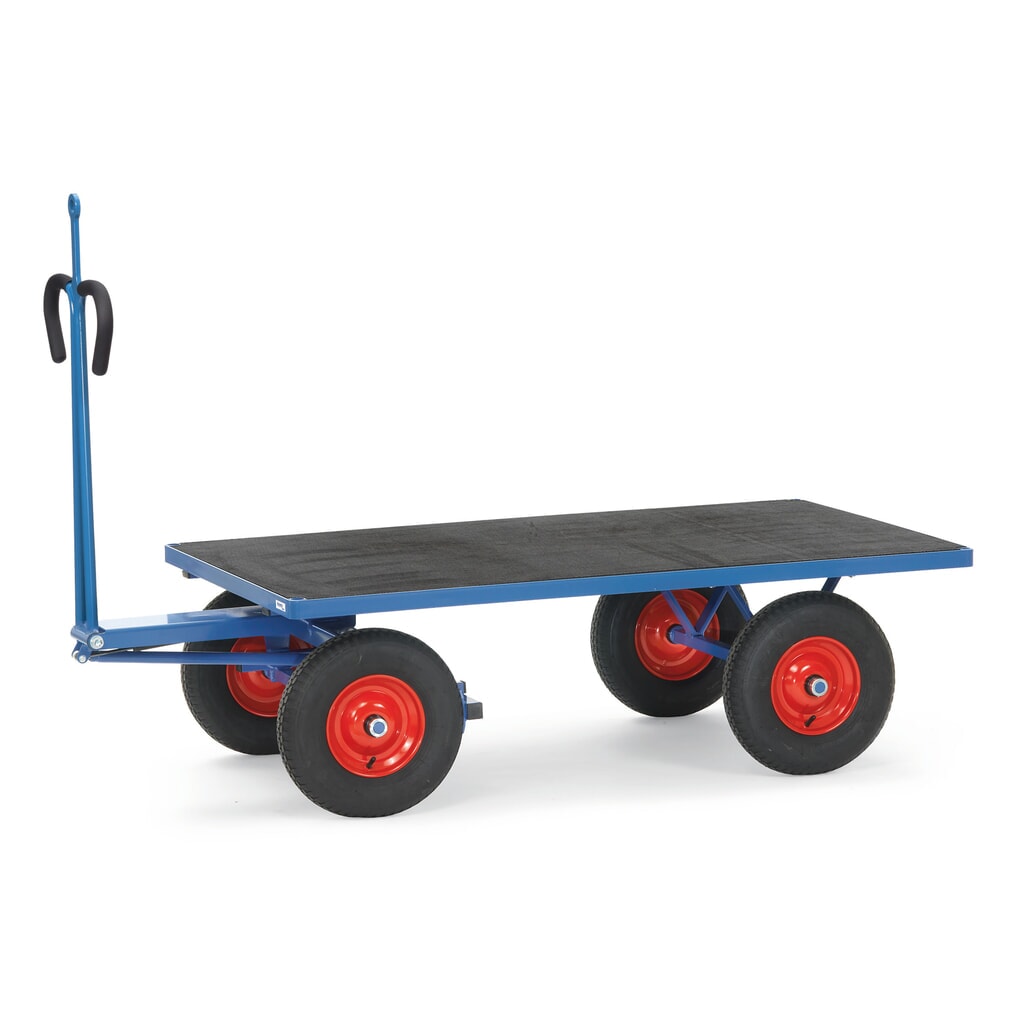 fetra® Handpritschenwagen mit Luft-Bereifung, Zugöse, HxBxL 1.200 x 1.000 x 2.345 mm, Tragkraft 1.250 kg Produktabbildung: fetra® Handpritschenwagen mit Luft-Bereifung, Zugöse, HxBxL 1.200 x 1.000 x 2.345 mm, Tragkraft 1.250 kg