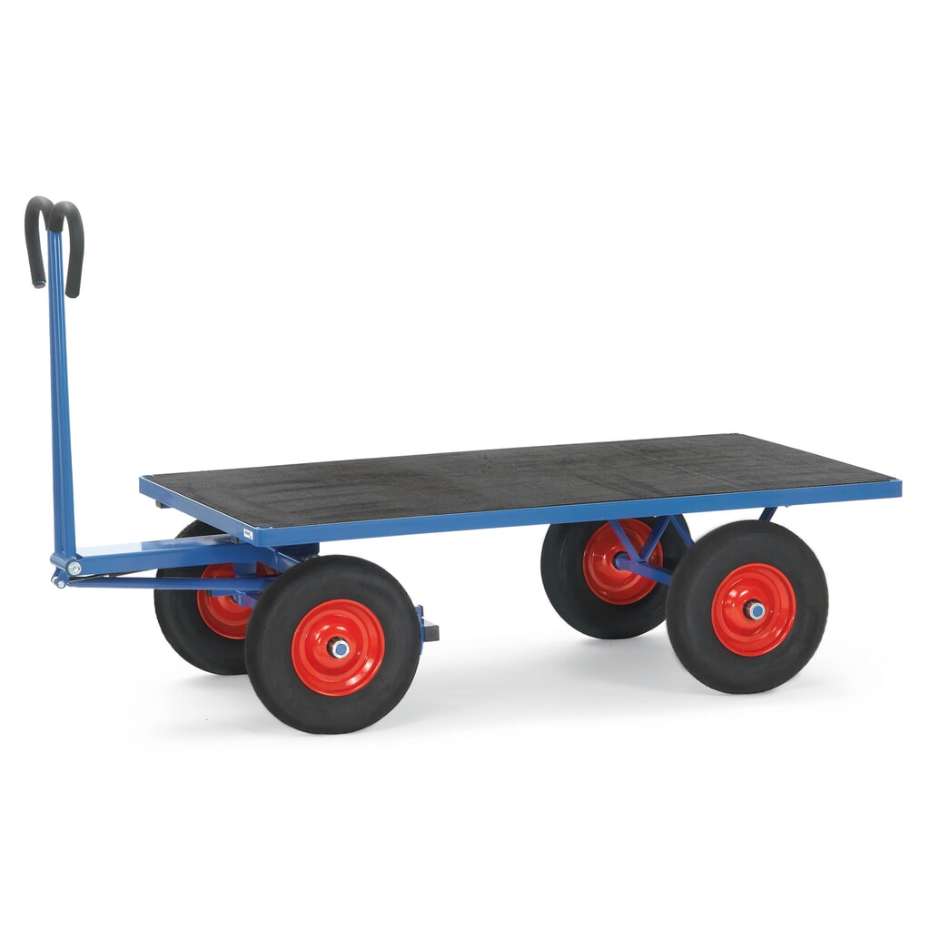 fetra® Handpritschenwagen ohne Wände, Ladefläche BxT 800 x 1.200 mm, TK 1.000 kg, Vollgummi-Bereifung Produktabbildung: fetra® Handpritschenwagen ohne Wände, Ladefläche BxT 800 x 1.200 mm, TK 1.000 kg, Vollgummi-Bereifung