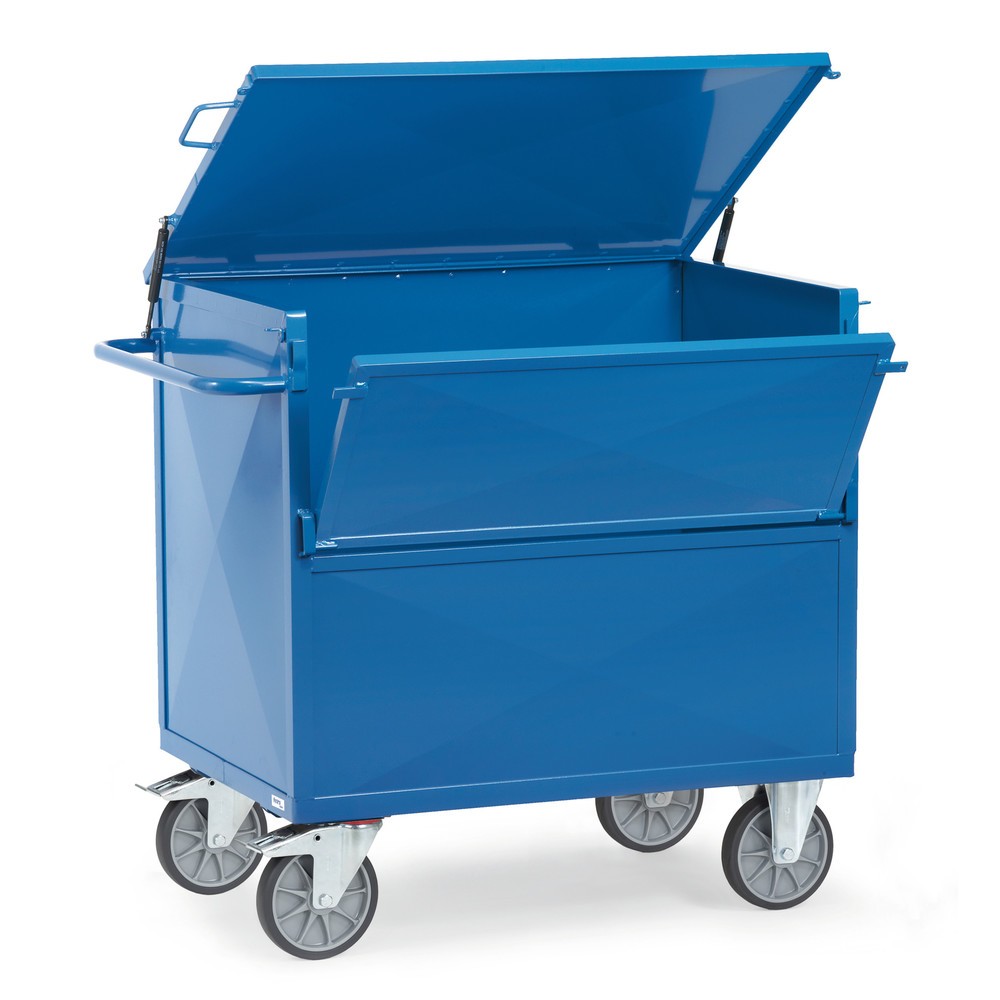 Produktabbildung: fetra® Kastenwagen mit Stahlblechwänden, pulverbeschichtet, Ladefläche 700 x 1.000 mm, mit Deckel