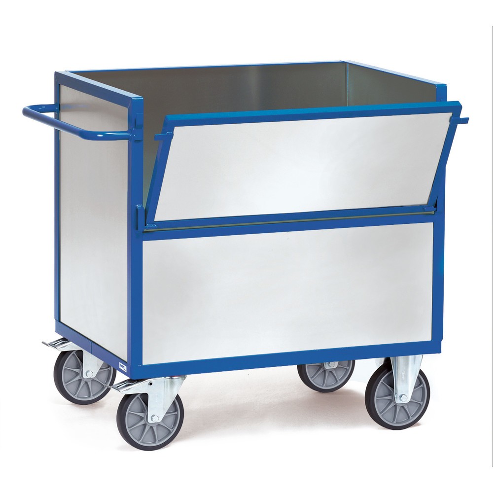 Produktabbildung: fetra® Kastenwagen mit Stahlblechwänden, verzinkt, Ladefläche 800 x 1.200 mm