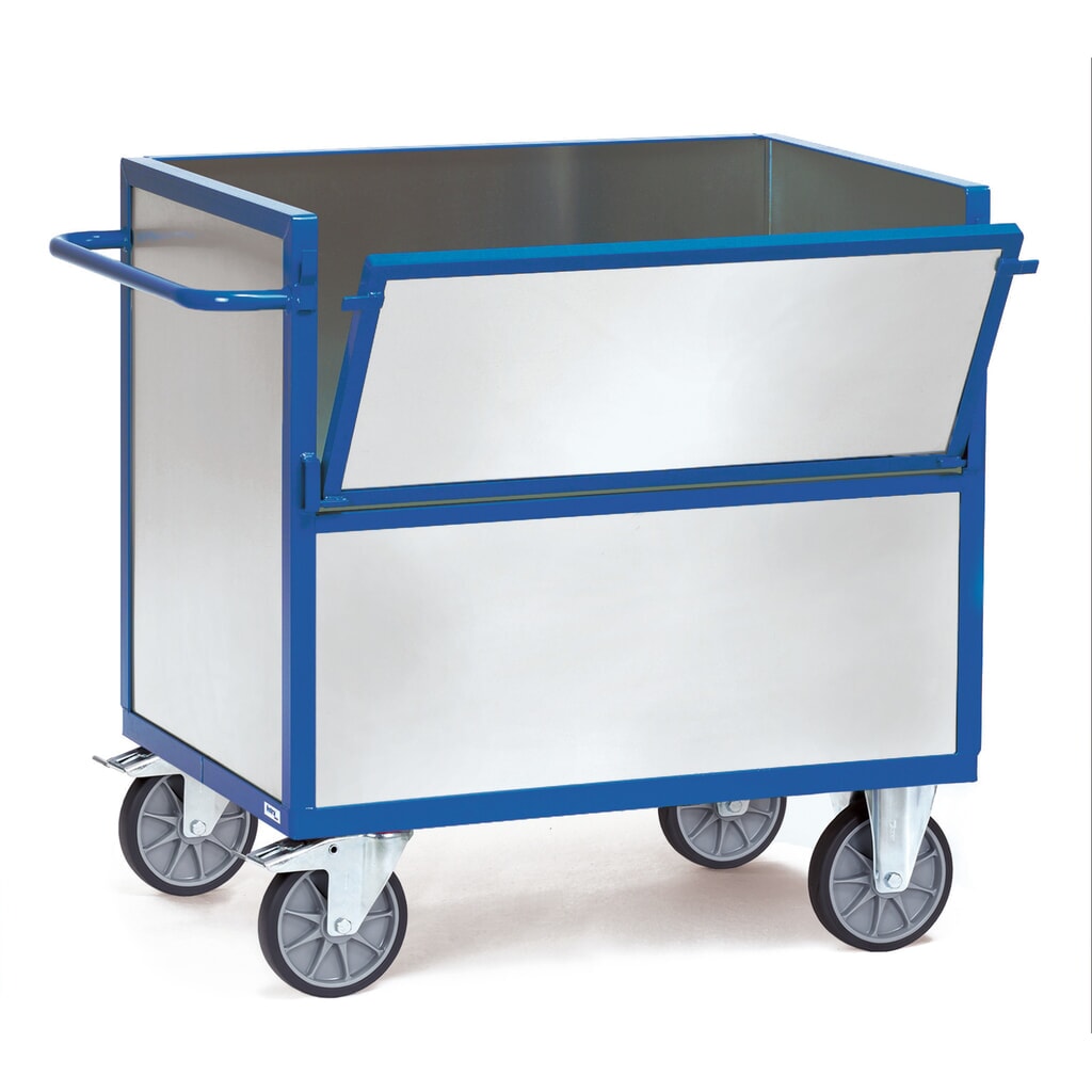 Produktabbildung: fetra® Kastenwagen mit Stahlblechwänden, verzinkt, Ladefläche 700 x 1.000 mm