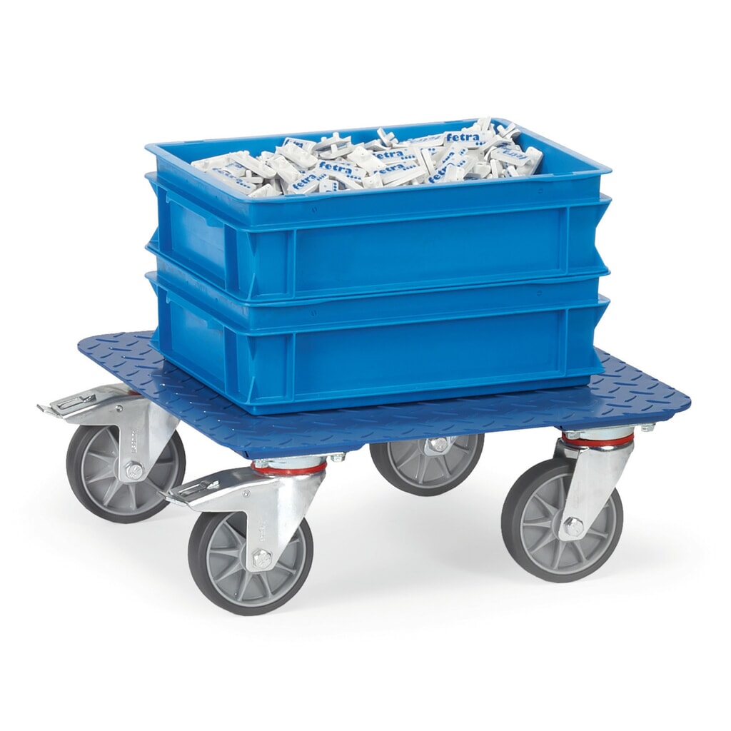 fetra® Kistenroller mit Tränenblech, TK 400 kg, Ladefläche 500 x 500 mm Produktabbildung Nr. 2: fetra® Kistenroller mit Tränenblech, TK 400 kg, Ladefläche 500 x 500 mm
