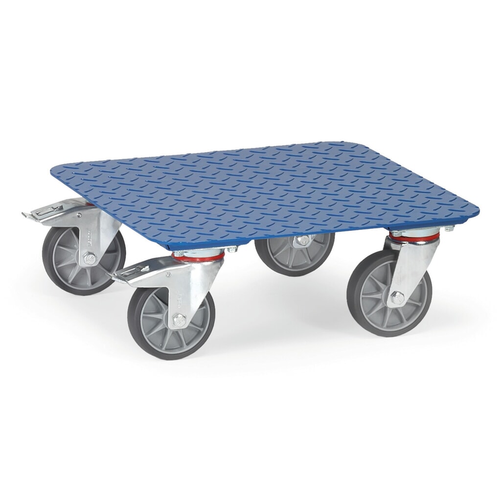 fetra® Kistenroller mit Tränenblech, TK 400 kg, Ladefläche 500 x 500 mm Produktabbildung Nr. 1: fetra® Kistenroller mit Tränenblech, TK 400 kg, Ladefläche 500 x 500 mm