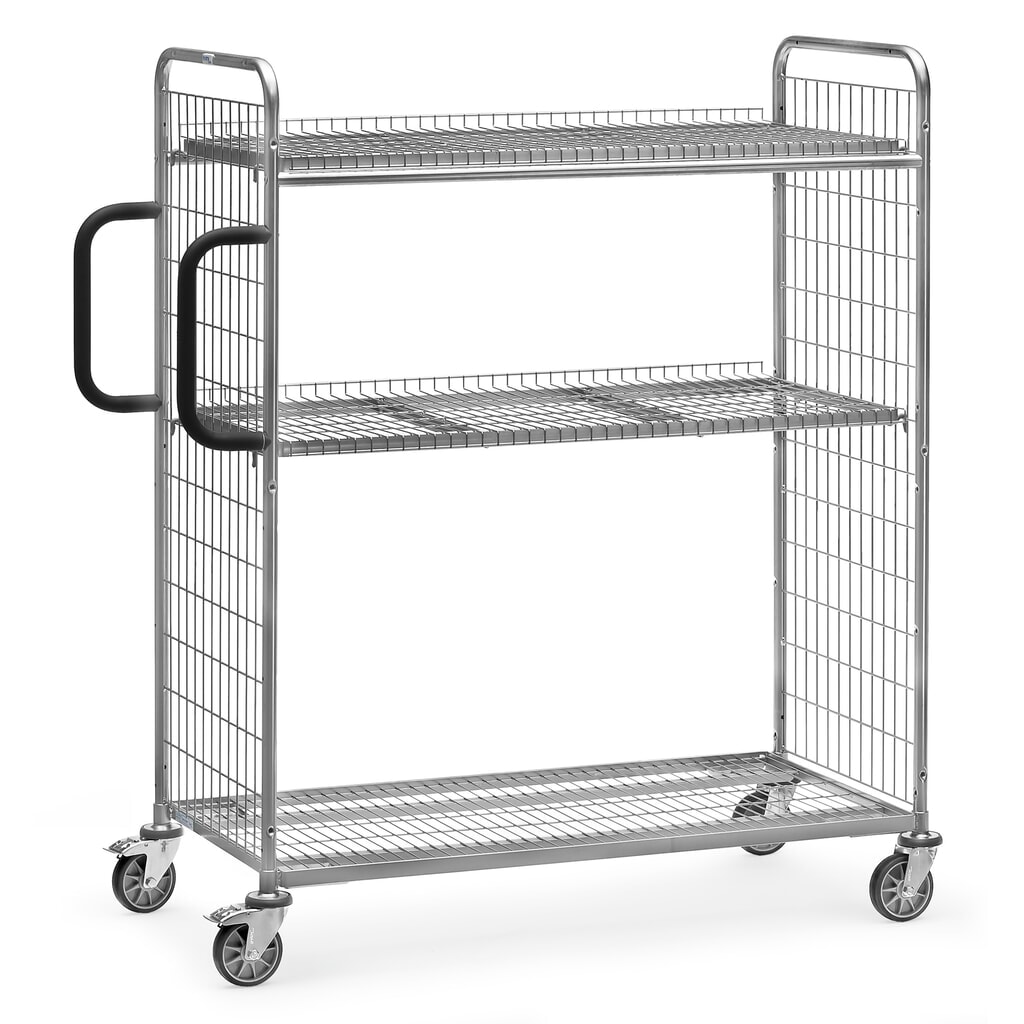 Produktabbildung: fetra® Kommissionierwagen, HxBxT 1.625 x 690 x 1.491 mm, mit Etage, TK 300 kg