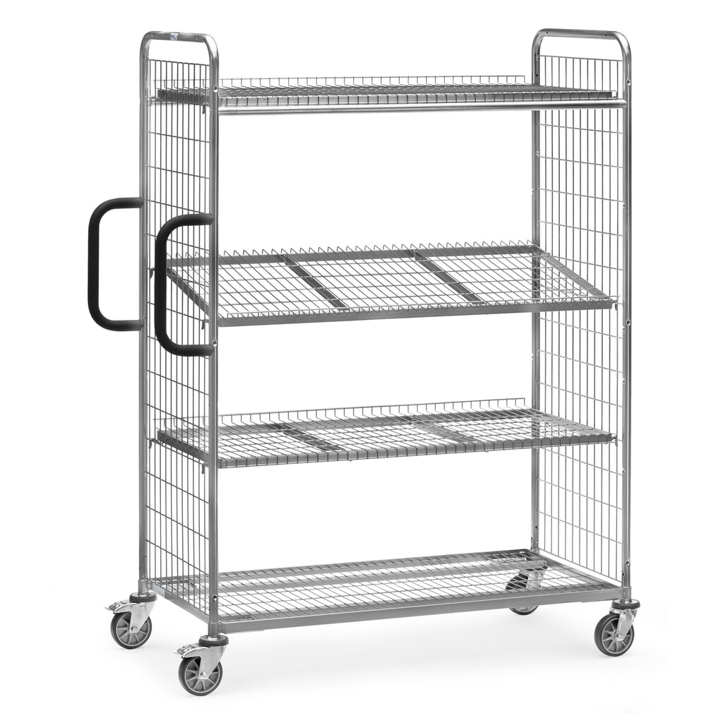 fetra® Kommissionierwagen, HxBxT 1.825 x 690 x 1.491 mm, mit 2 Etagen, TK 300 kg Produktabbildung: fetra® Kommissionierwagen, HxBxT 1.825 x 690 x 1.491 mm, mit 2 Etagen, TK 300 kg