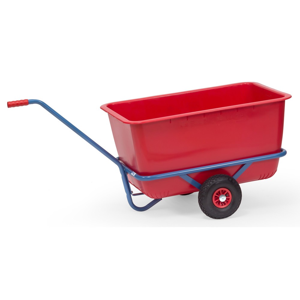 Produktabbildung: fetra® Leicht-Handwagen mit Kunststoffmulde, Vollgummirädern, HxBxL 777 mm x 668 mm x 1.566 mm, Tragkraft 200 kg, blau lackiert